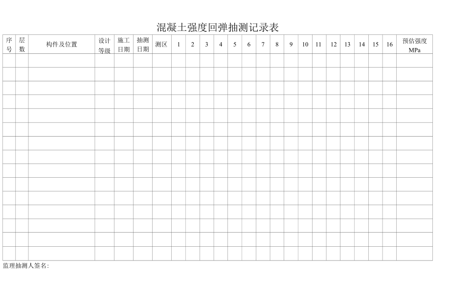 混凝土强度回弹抽测记录表.docx_第1页