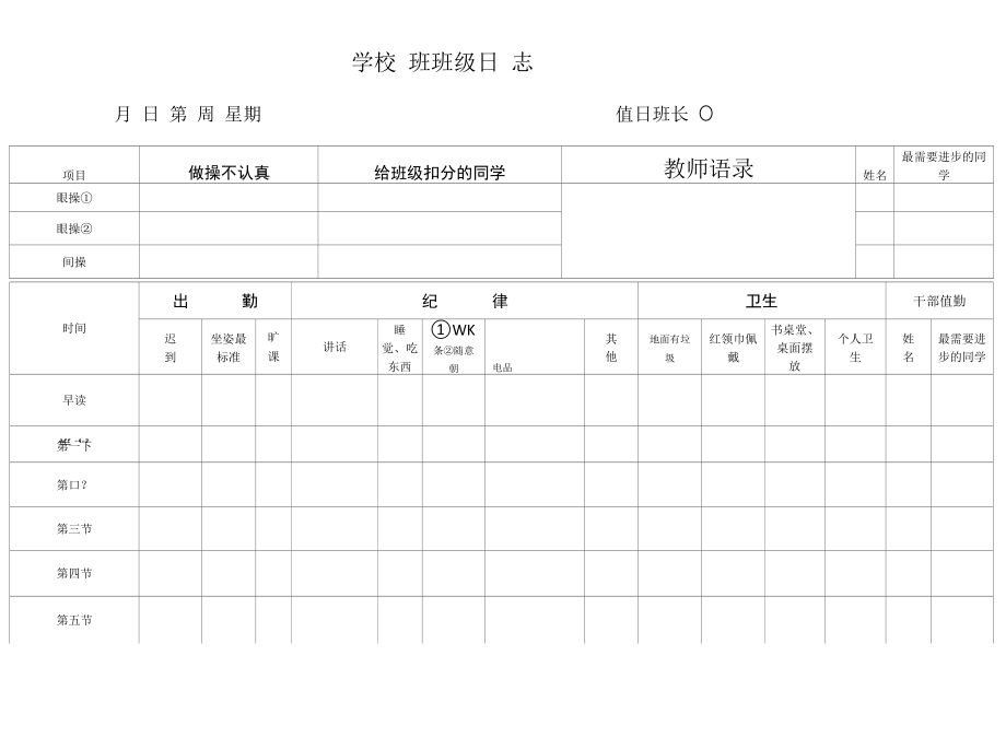 班级日志方便实用模板.docx_第1页