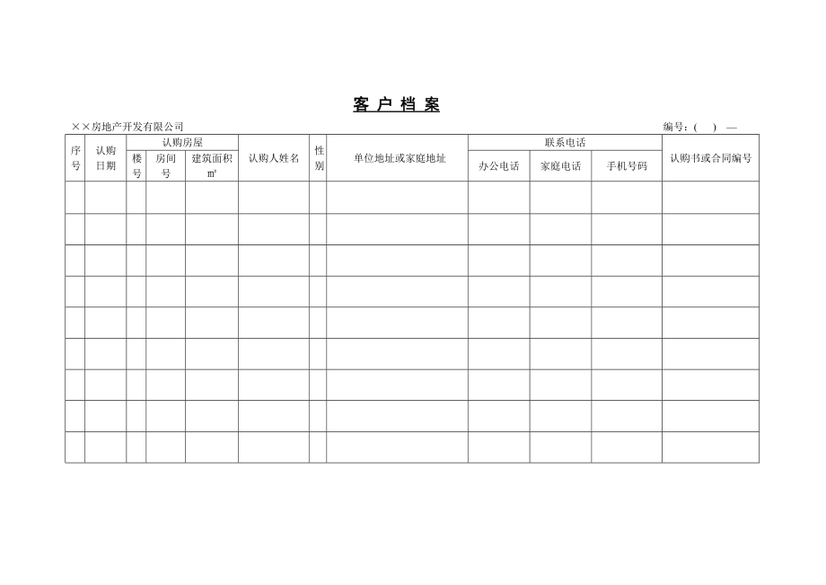 房地产开发建设管理-客户档案.doc_第1页