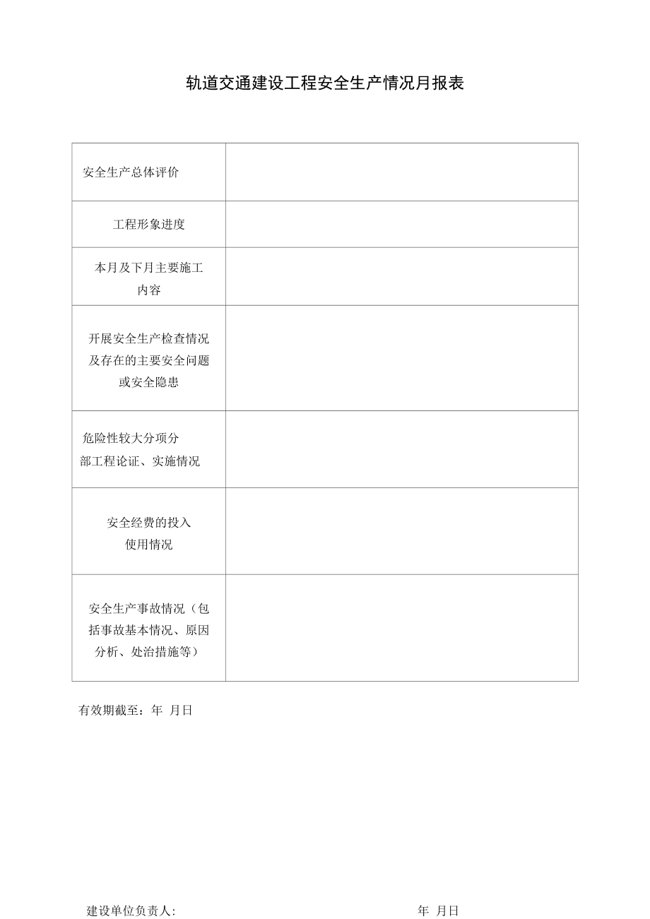 轨道交通建设施工工程安全生产情况月报表.docx_第1页