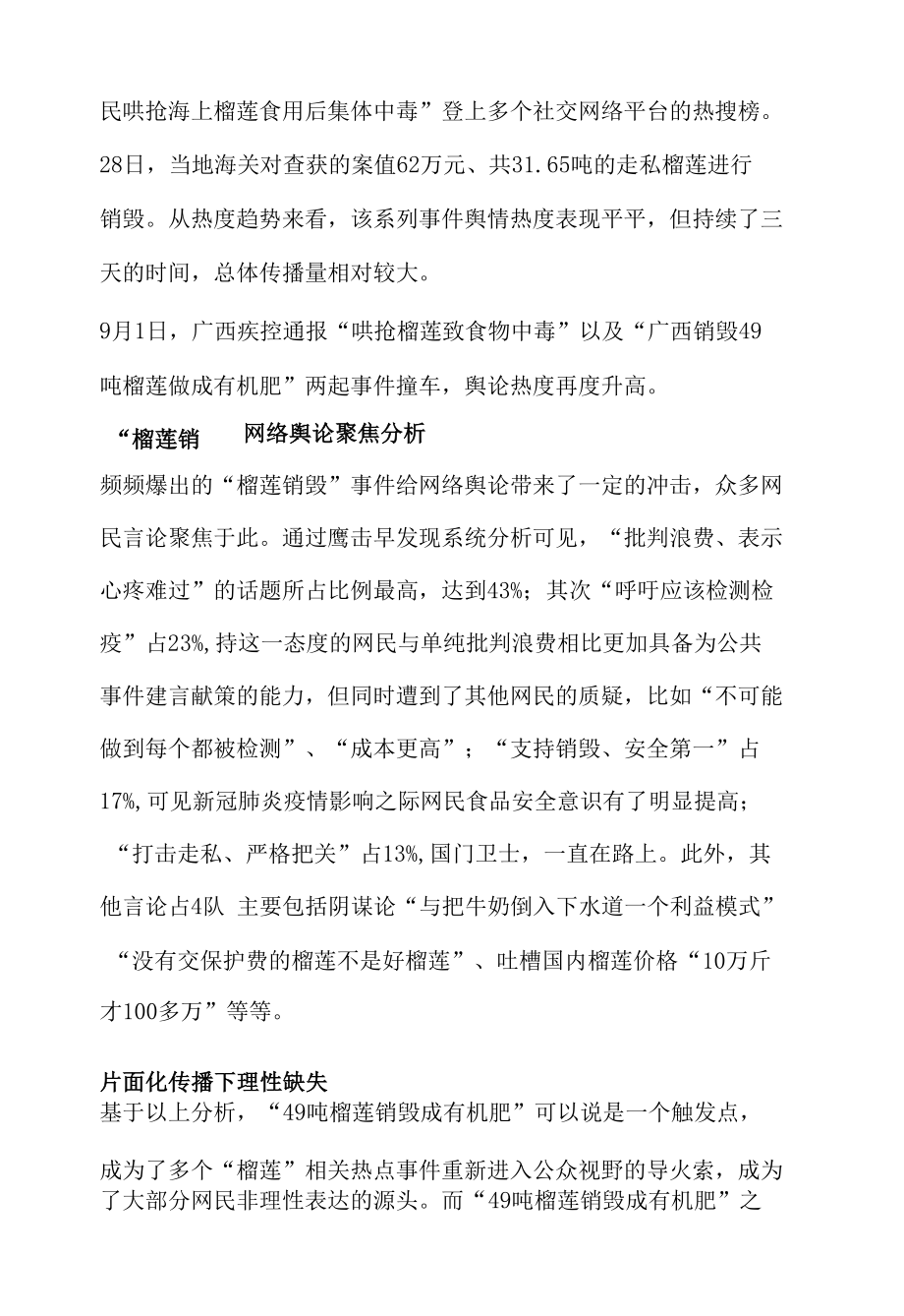 网络舆论热点话题分析报告之49吨榴莲销毁成有机肥.docx_第2页