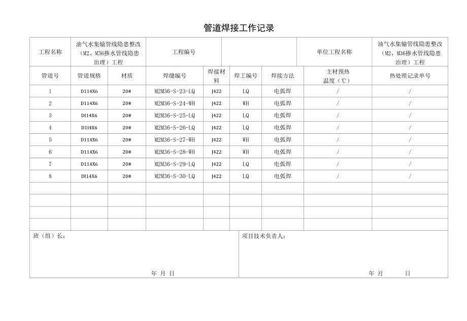 管道焊接工作记录表模板.docx_第3页