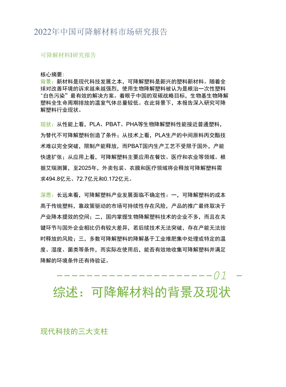 2022年中国可降解材料市场研究报告.docx_第1页