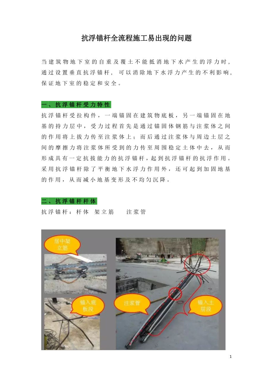 抗浮锚杆全流程施工易出现的问题.doc_第1页