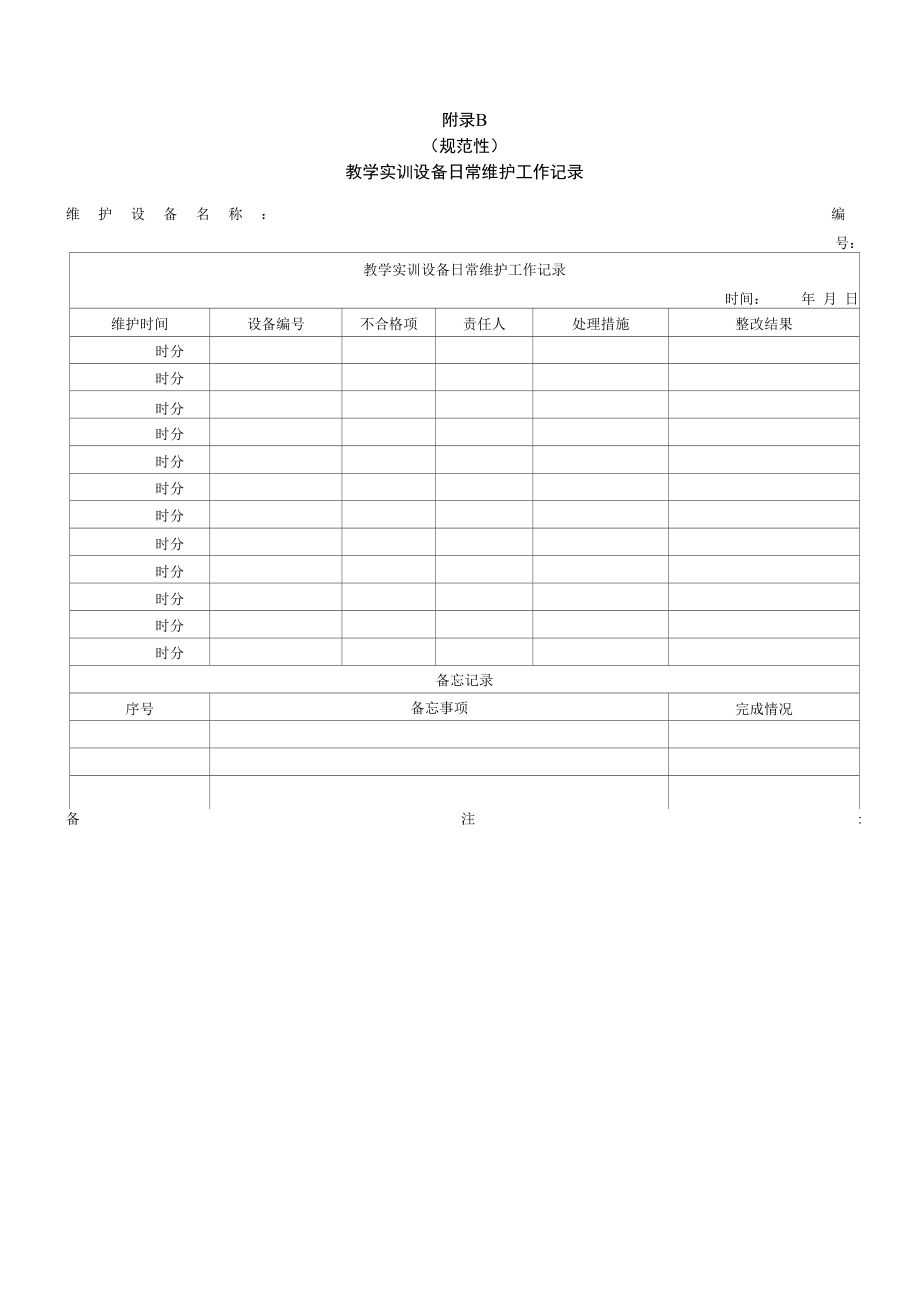 “北斗”+智慧物流冷链运输基础实训设备要求、教学实训设备日常维护工作记录.docx_第3页