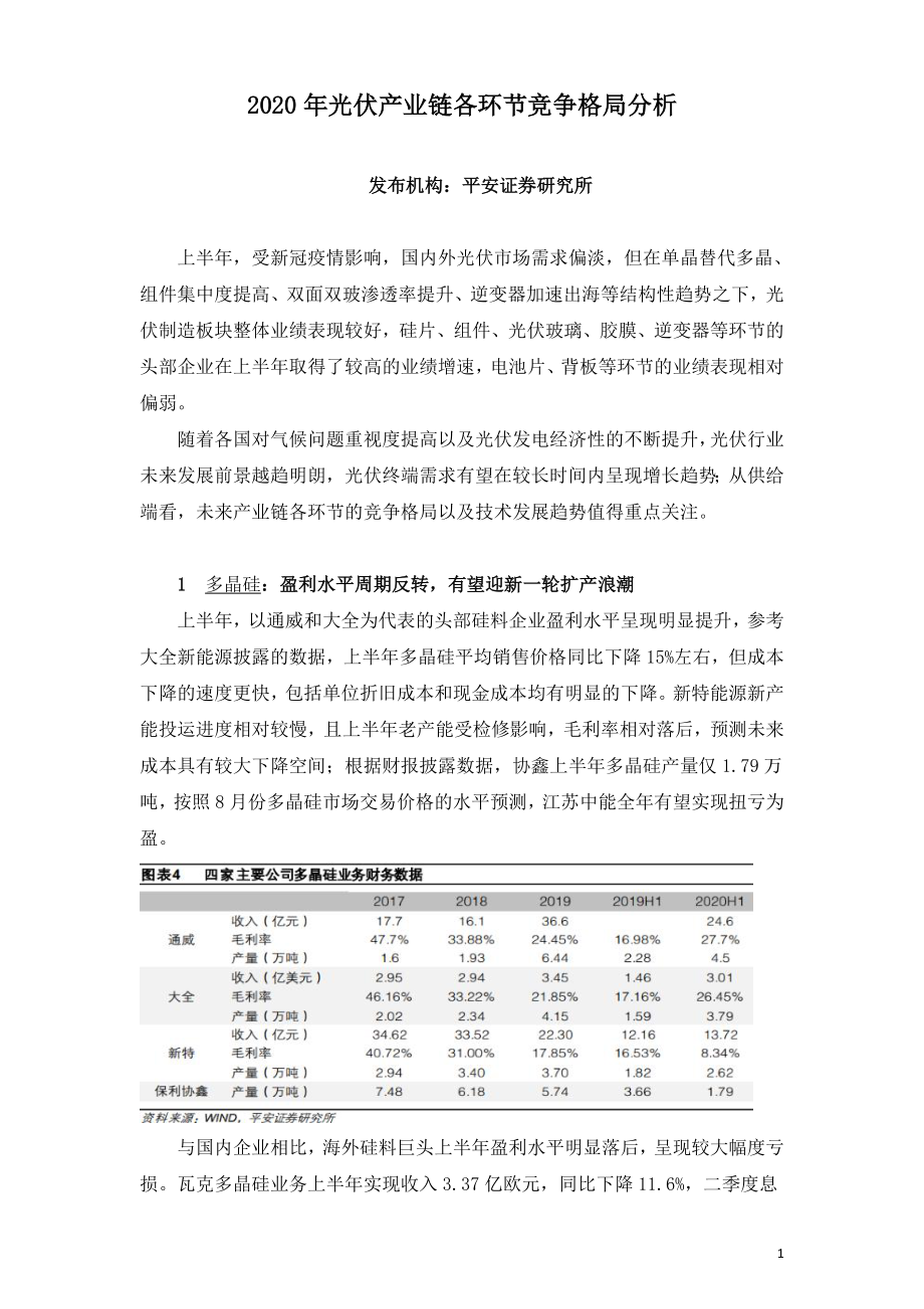 2020年光伏产业链各环节竞争格局分析.doc_第1页