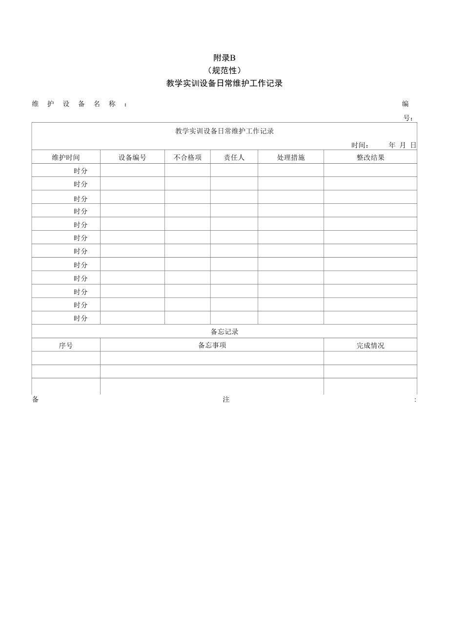 “北斗”+智慧物流集装箱管理基础实训设备要求、教学实训设备日常维护工作记录.docx_第3页