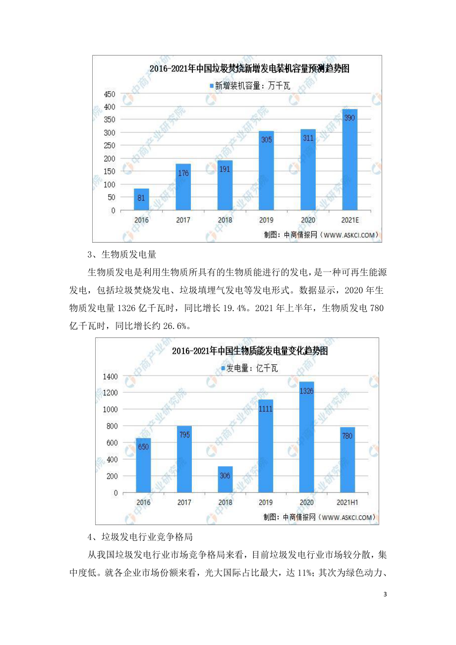 2021年中国垃圾发电行业市场研究报告.doc_第3页