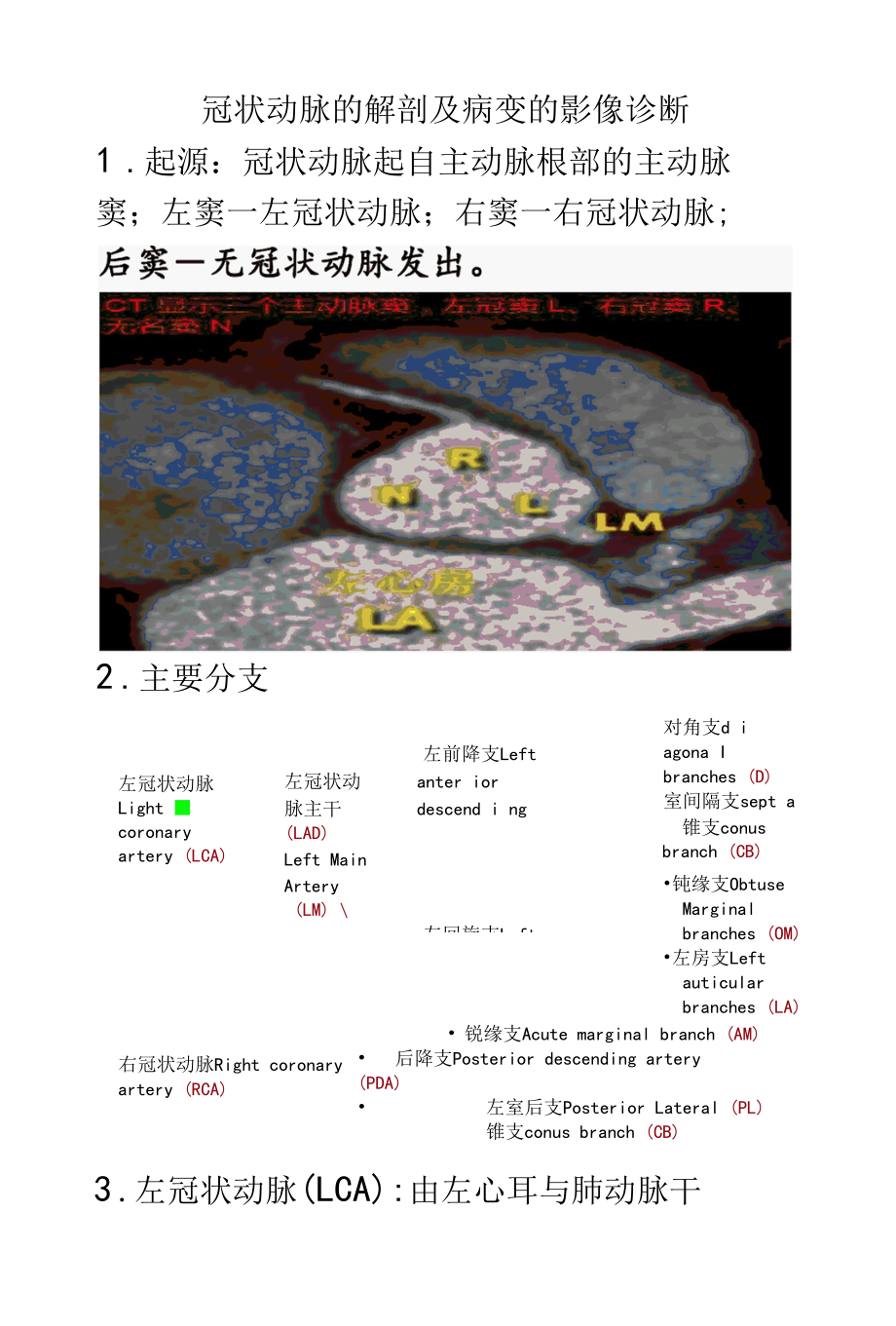 冠状动脉解剖及病变的影像学诊断.docx_第1页