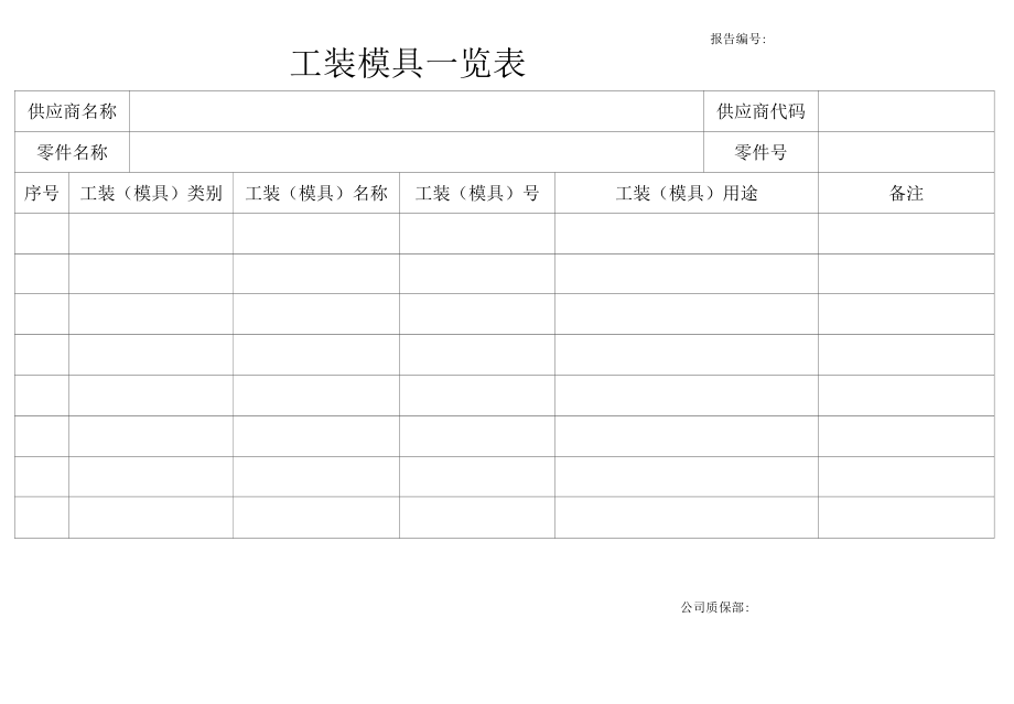 工装模具一览表.docx_第1页