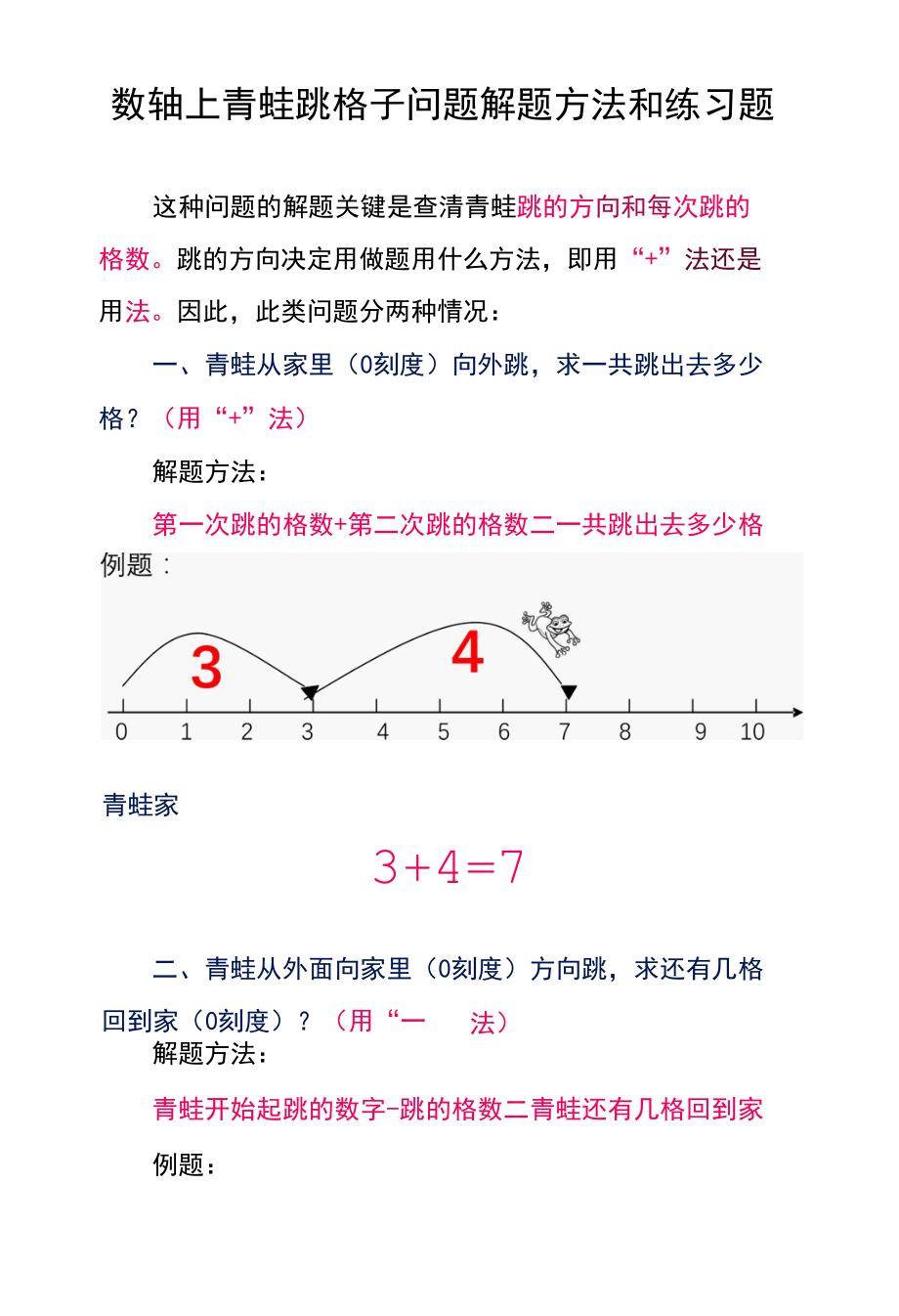 数轴上青蛙跳格子问题解题方法和练习题.docx_第1页