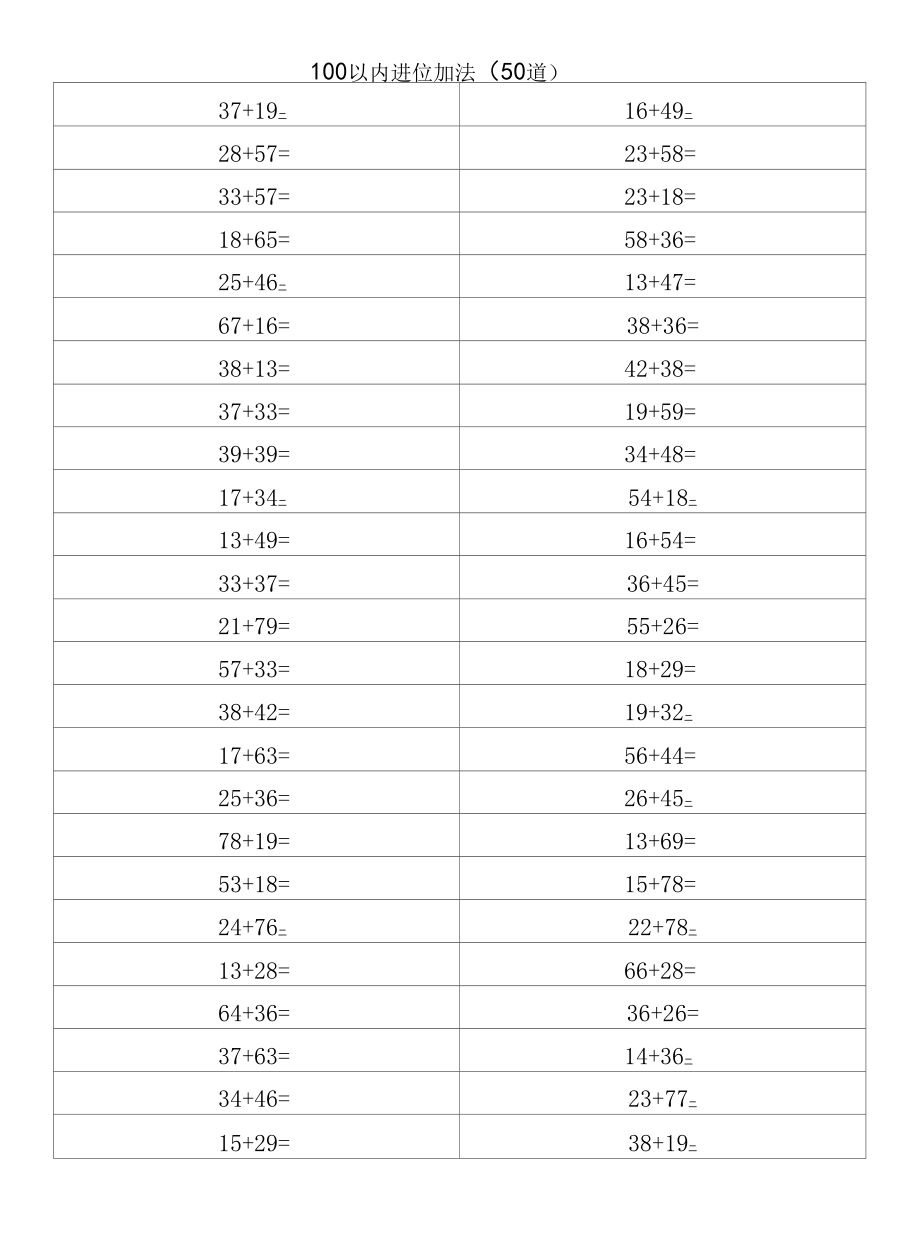 100以内进位加法（50道）.docx_第1页