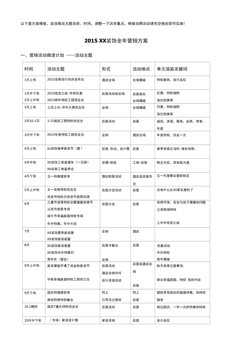 （装饰公司）全年家装活动营销方案模板.docx_第1页