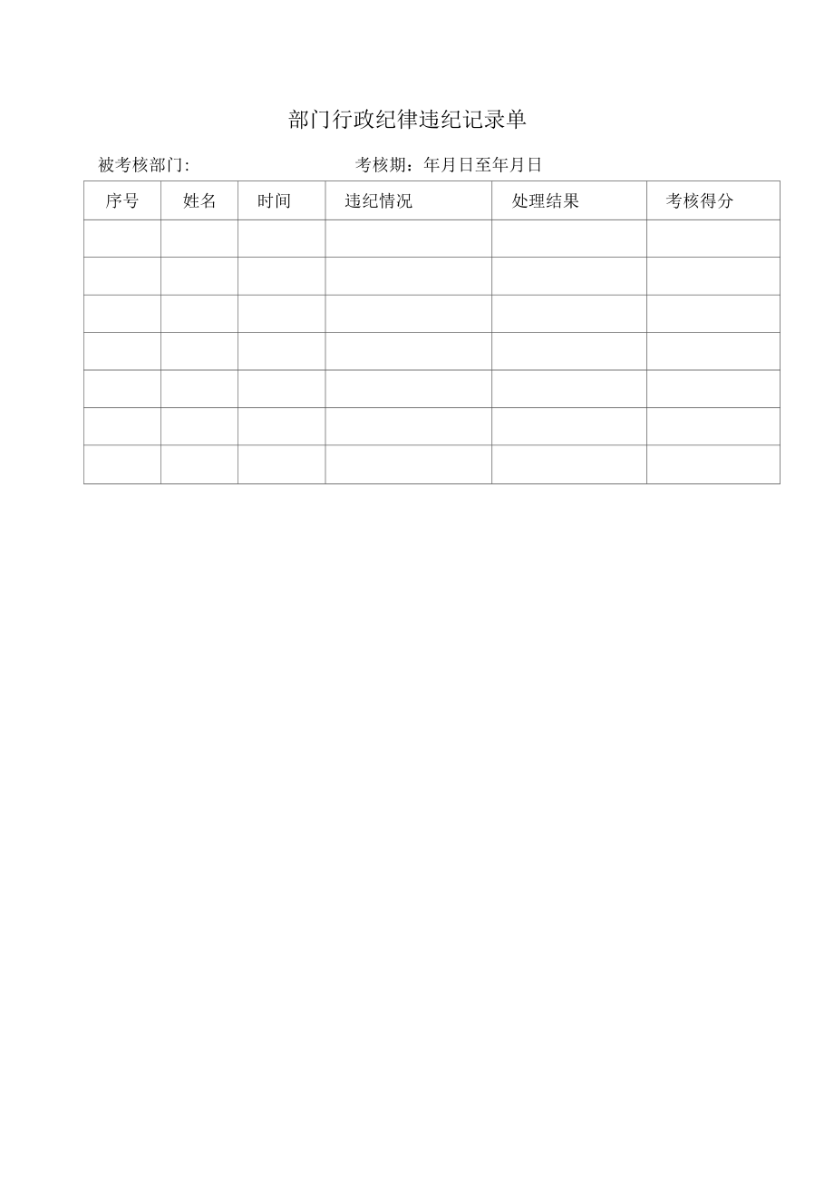 部门行政纪律违纪记录单.docx_第1页