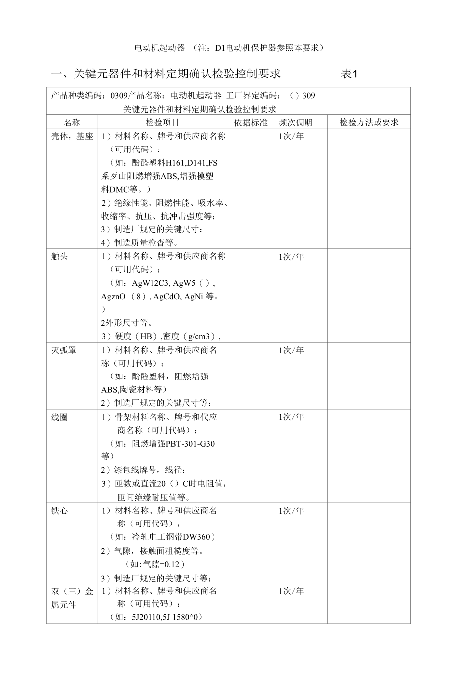 电动机起动器关键元器件和材料定期确认检验控制要求.docx_第1页