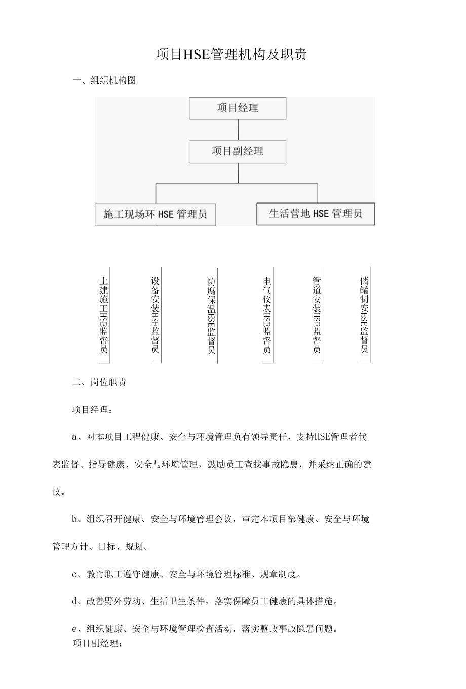 项目HSE管理机构及职责.docx_第1页