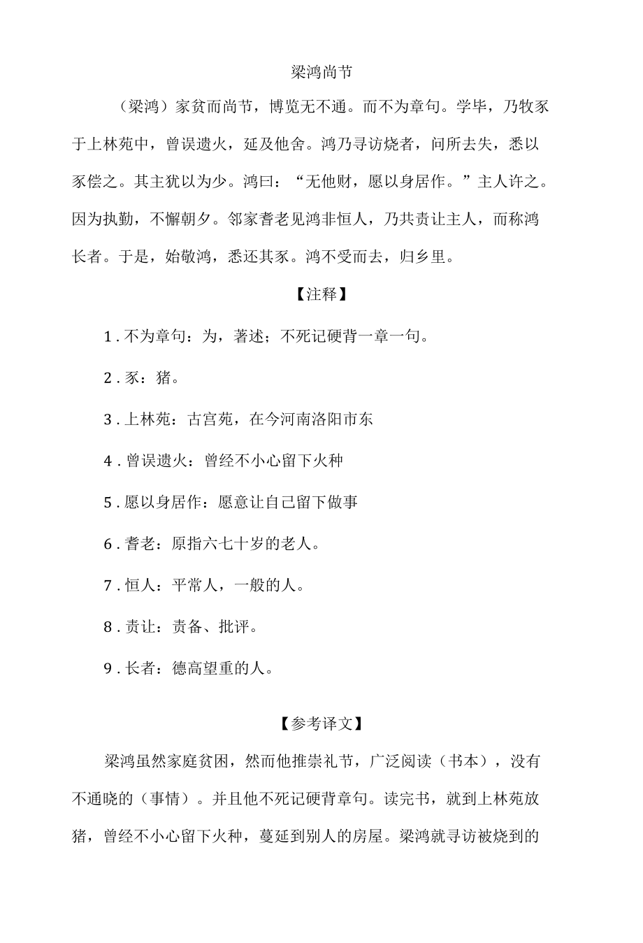 中小学文言文阅读详解基础篇 78：《梁鸿尚节》.docx_第1页