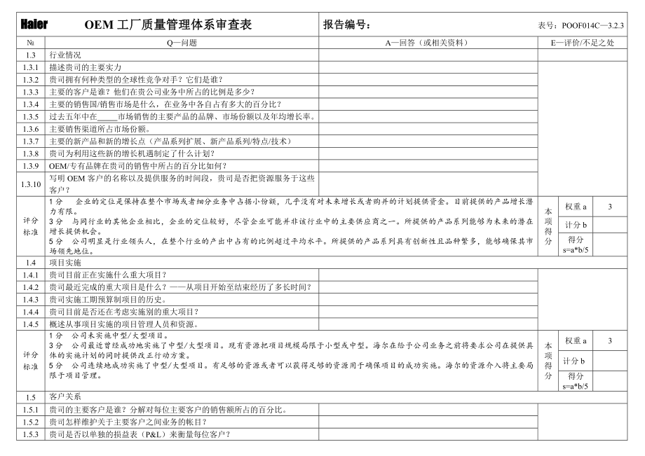 OEM工厂质量管理体系审查表.doc_第2页