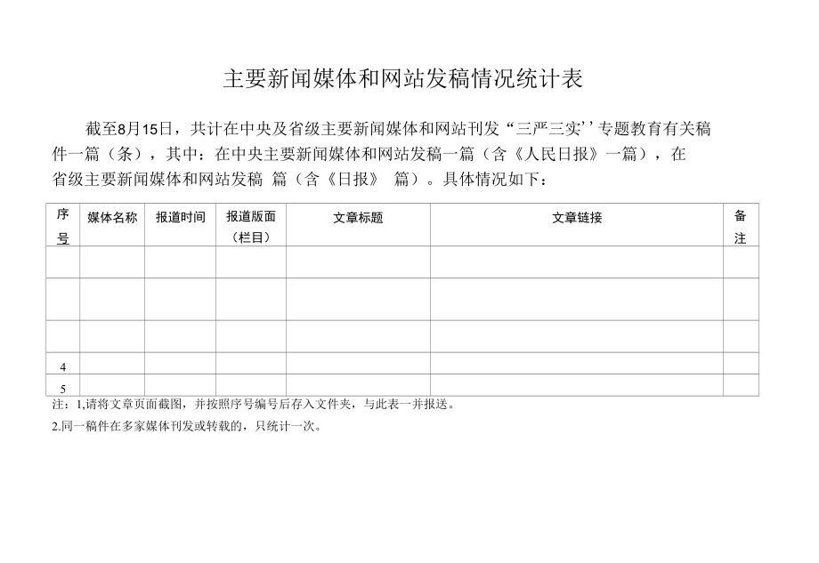 主要新闻媒体和网站发稿情况统计表.docx_第1页