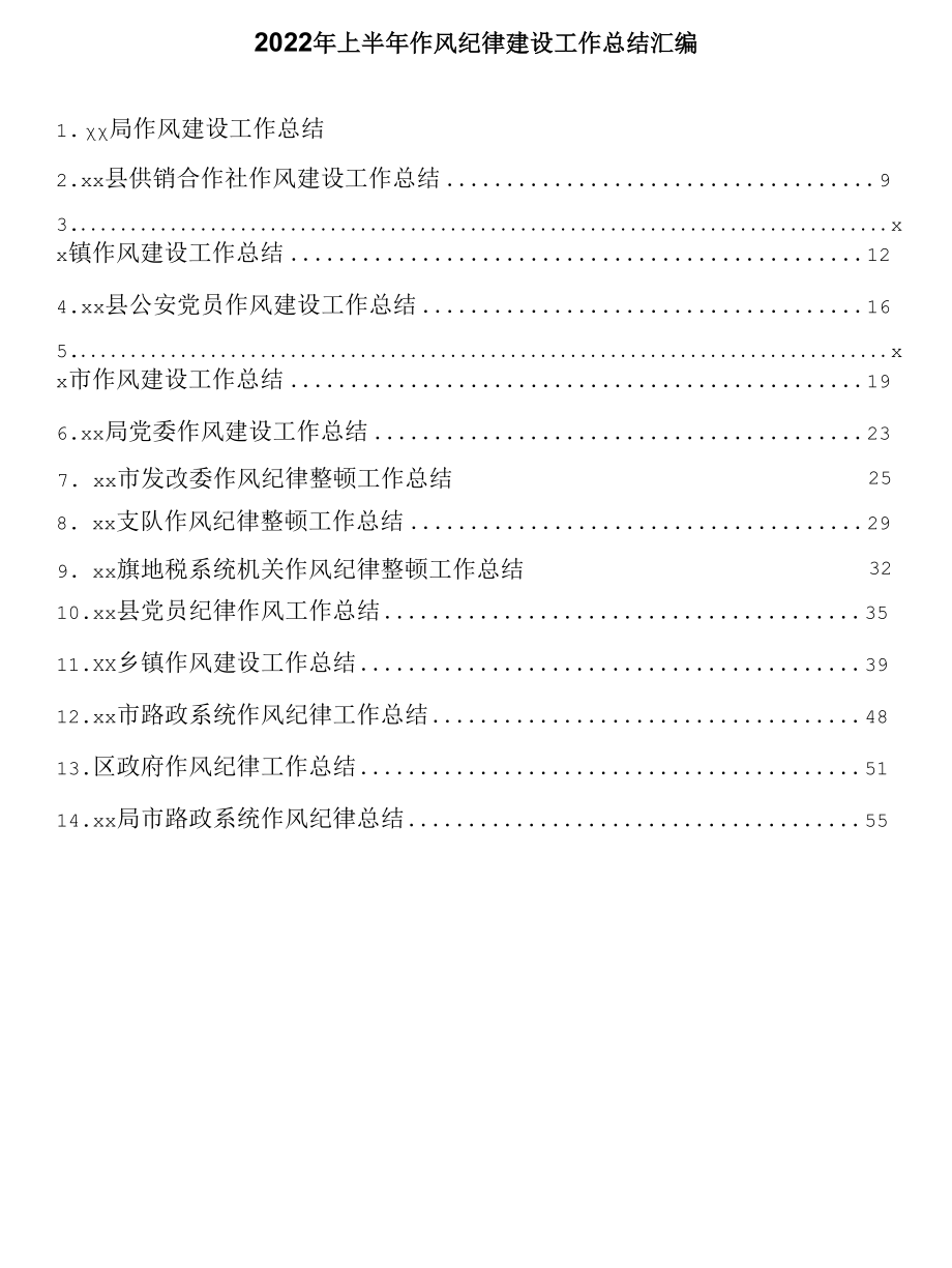 15篇机关单位2022年上半年作风纪律建设工作总结汇编.docx_第1页