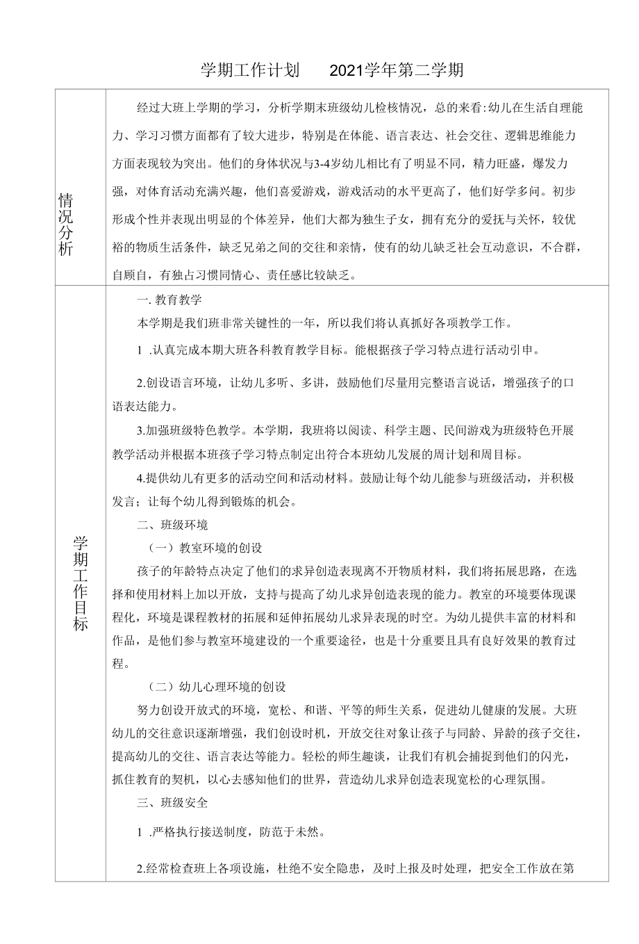 2021学年第二学期大三班班级工作计划公开课.docx_第1页