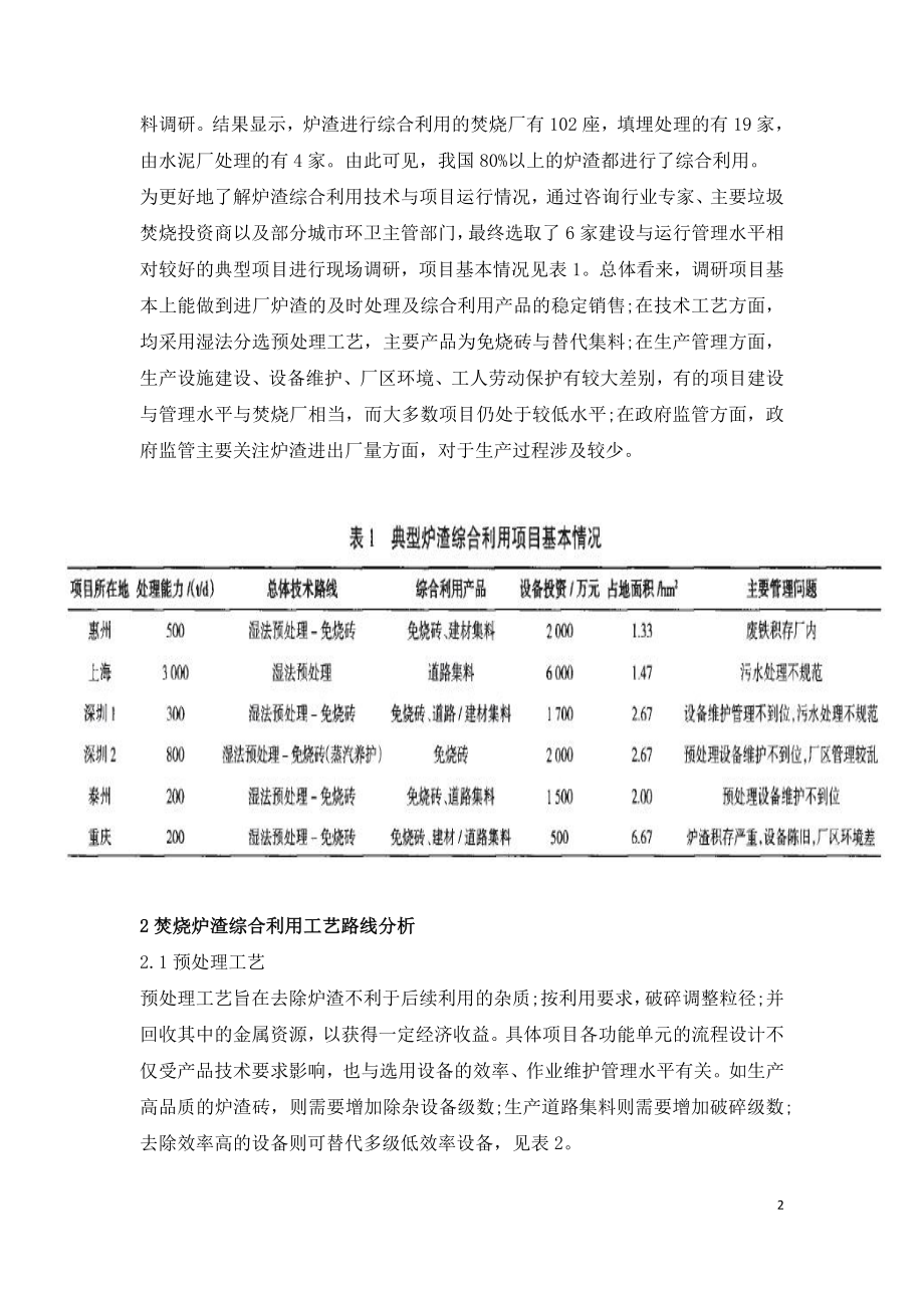 垃圾焚烧炉渣综合利用技术及管理现状.doc_第2页