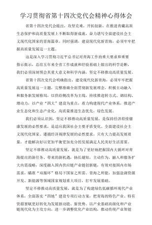 2022年学习贯彻省第十四次党代会精神心得体会范文.docx