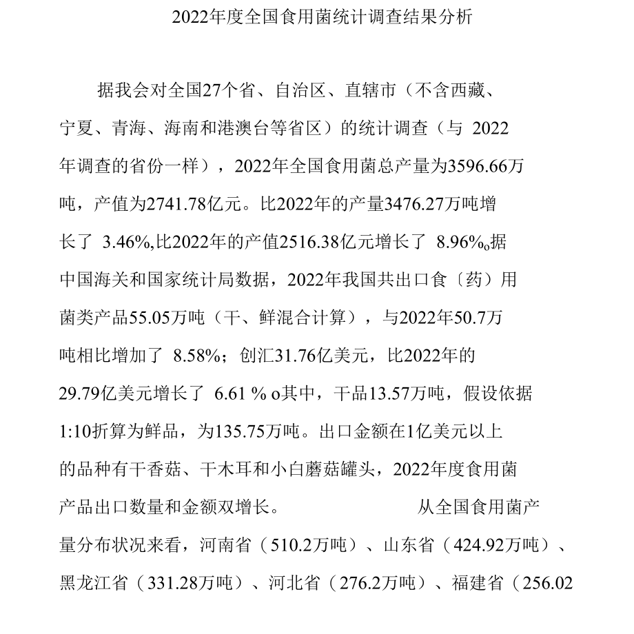 2022年度全国食用菌统计调查结果分析.docx_第1页