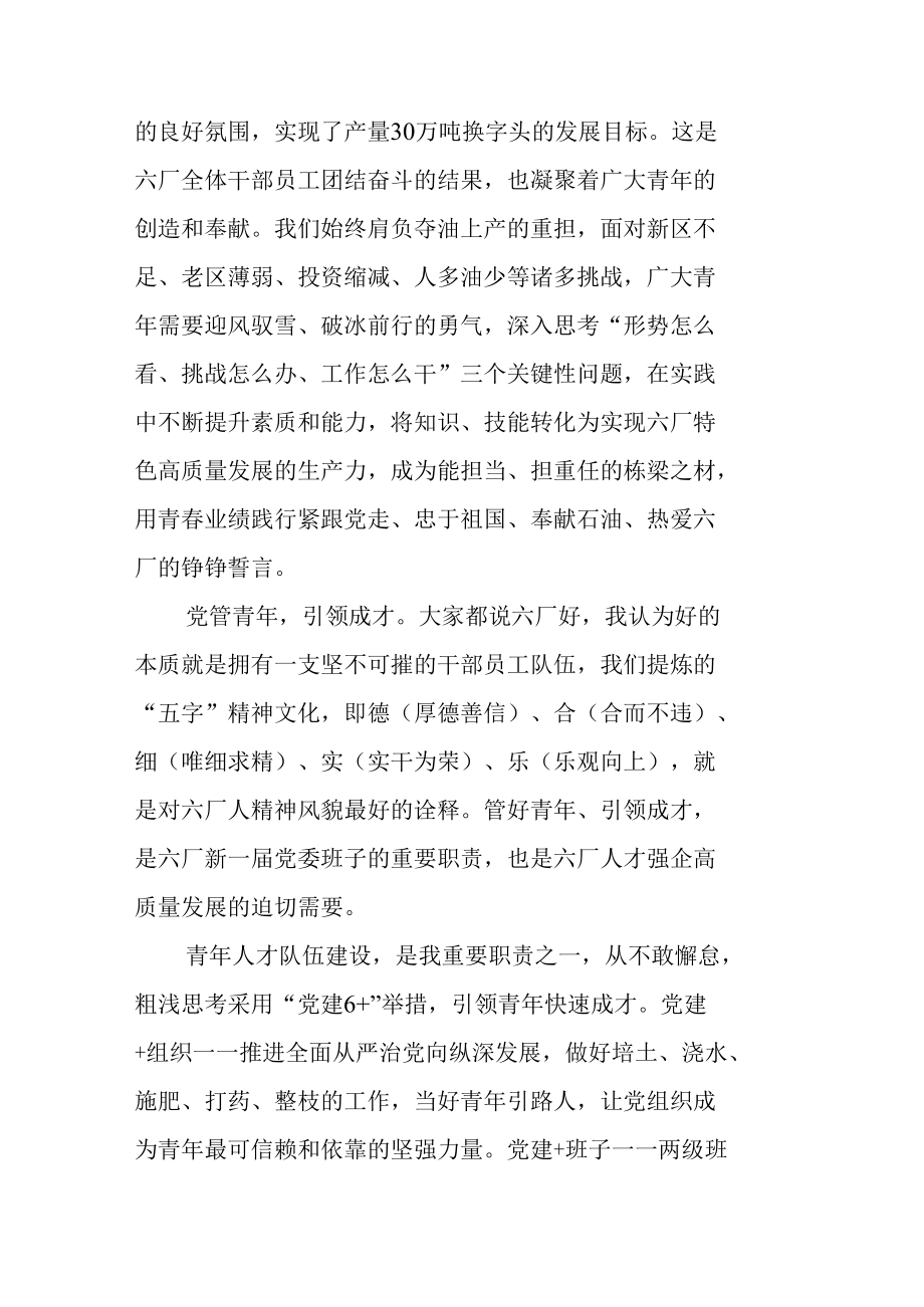 XX公司党委书记浅谈如何切实提高青年人才的业务能力（共3篇）.docx_第2页