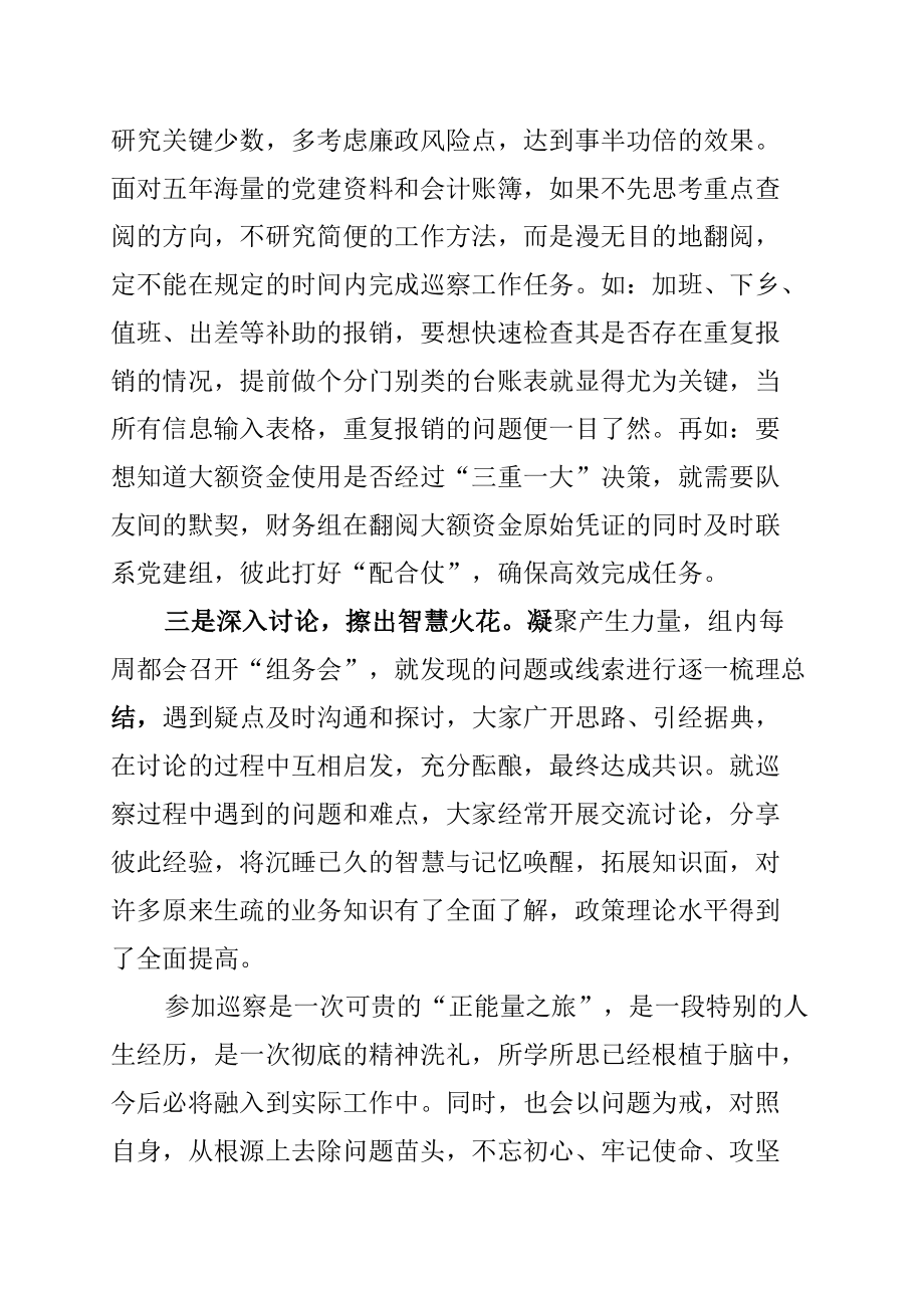 某某巡察人员巡察工作交流会发言材料.docx_第3页