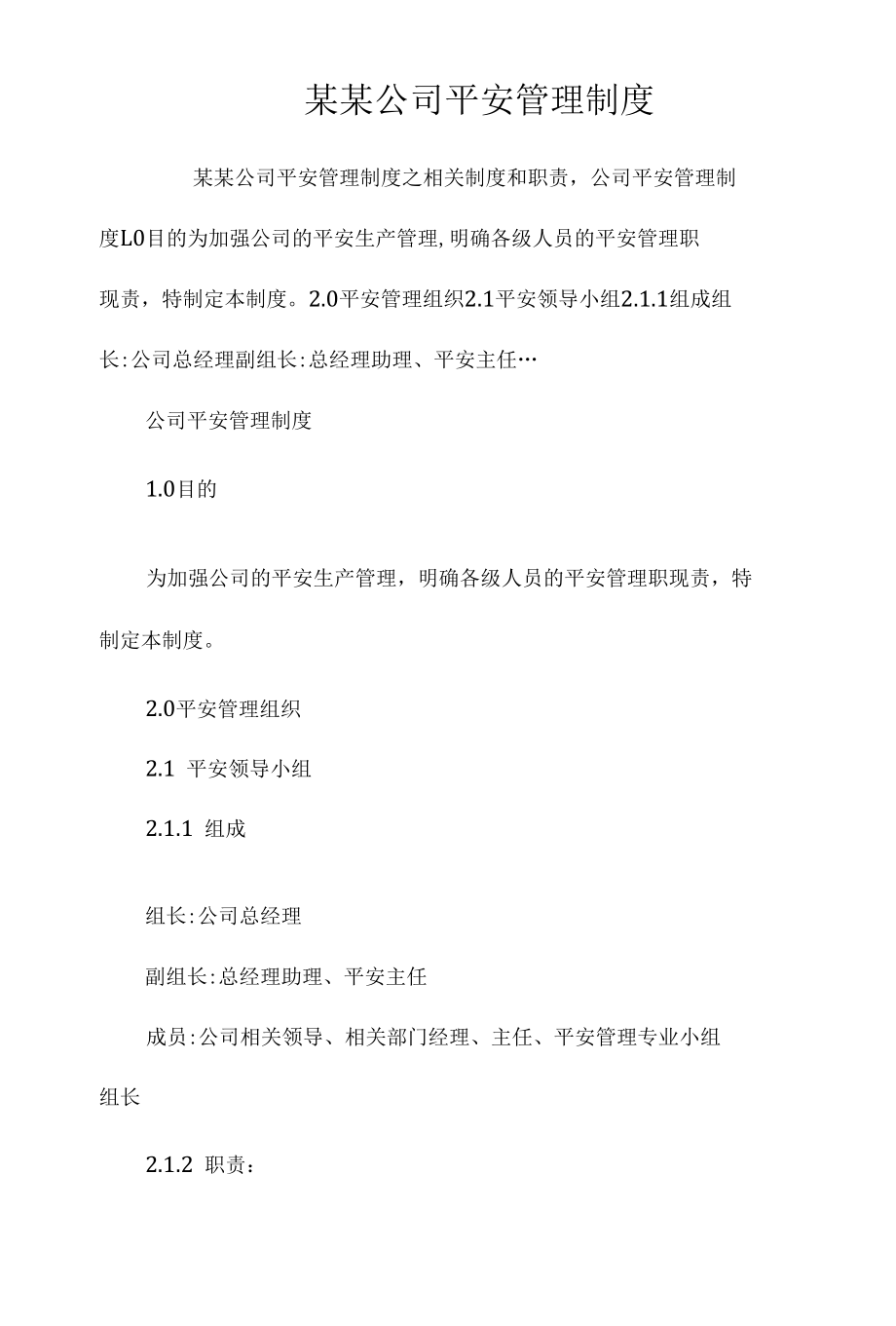 某某公司安全管理制度相关.docx_第1页