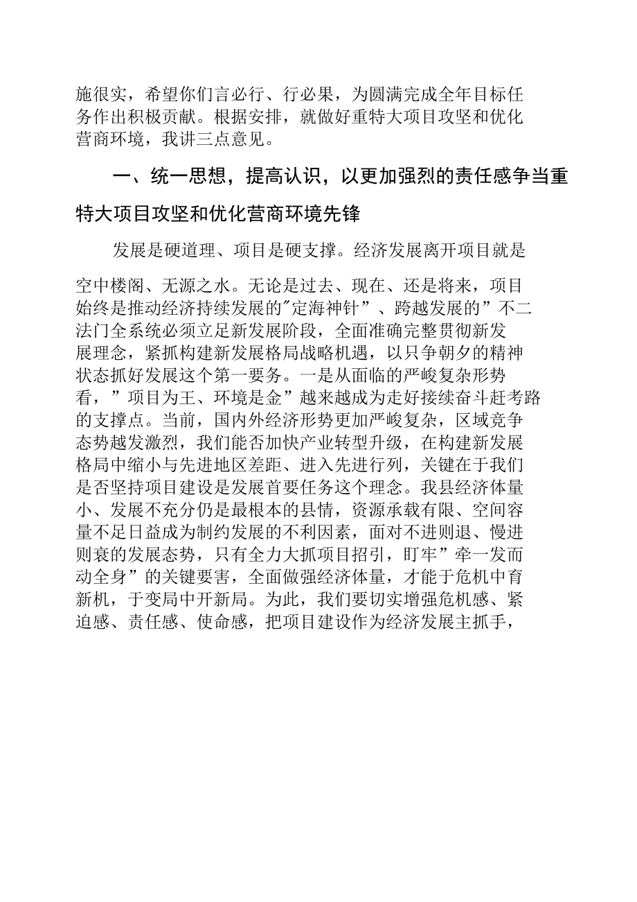 某某局长在重特大项目攻坚暨优化营商环境大会上的讲话.docx_第2页