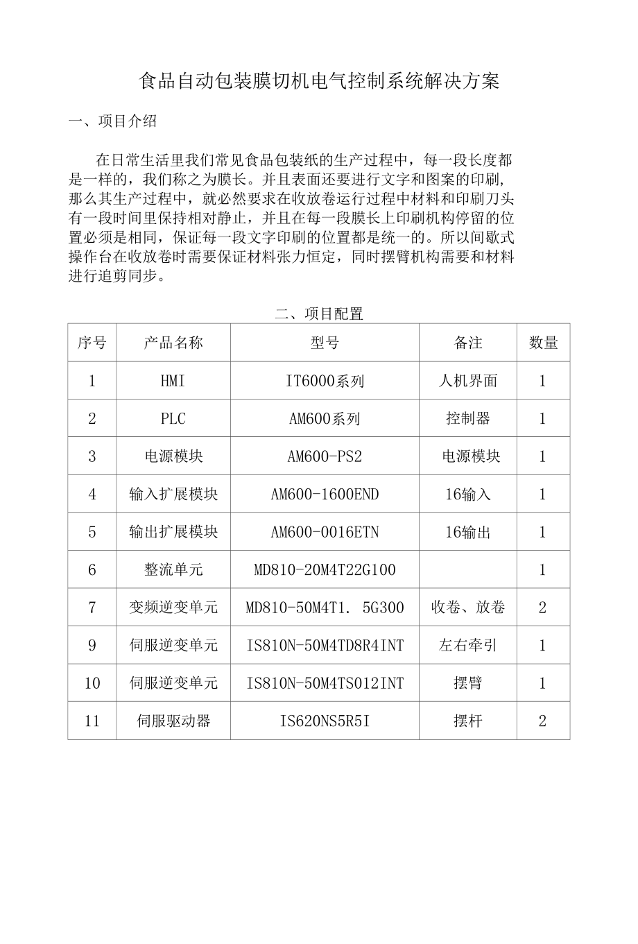 食品自动包装膜切机电气自动化过程控制解决实施方案.docx_第1页