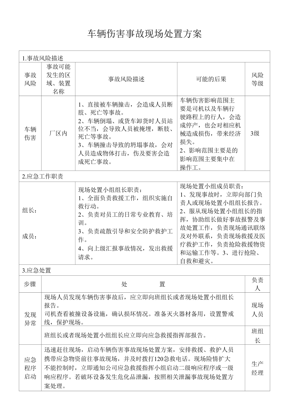 车辆伤害事故现场处置方案.docx_第1页