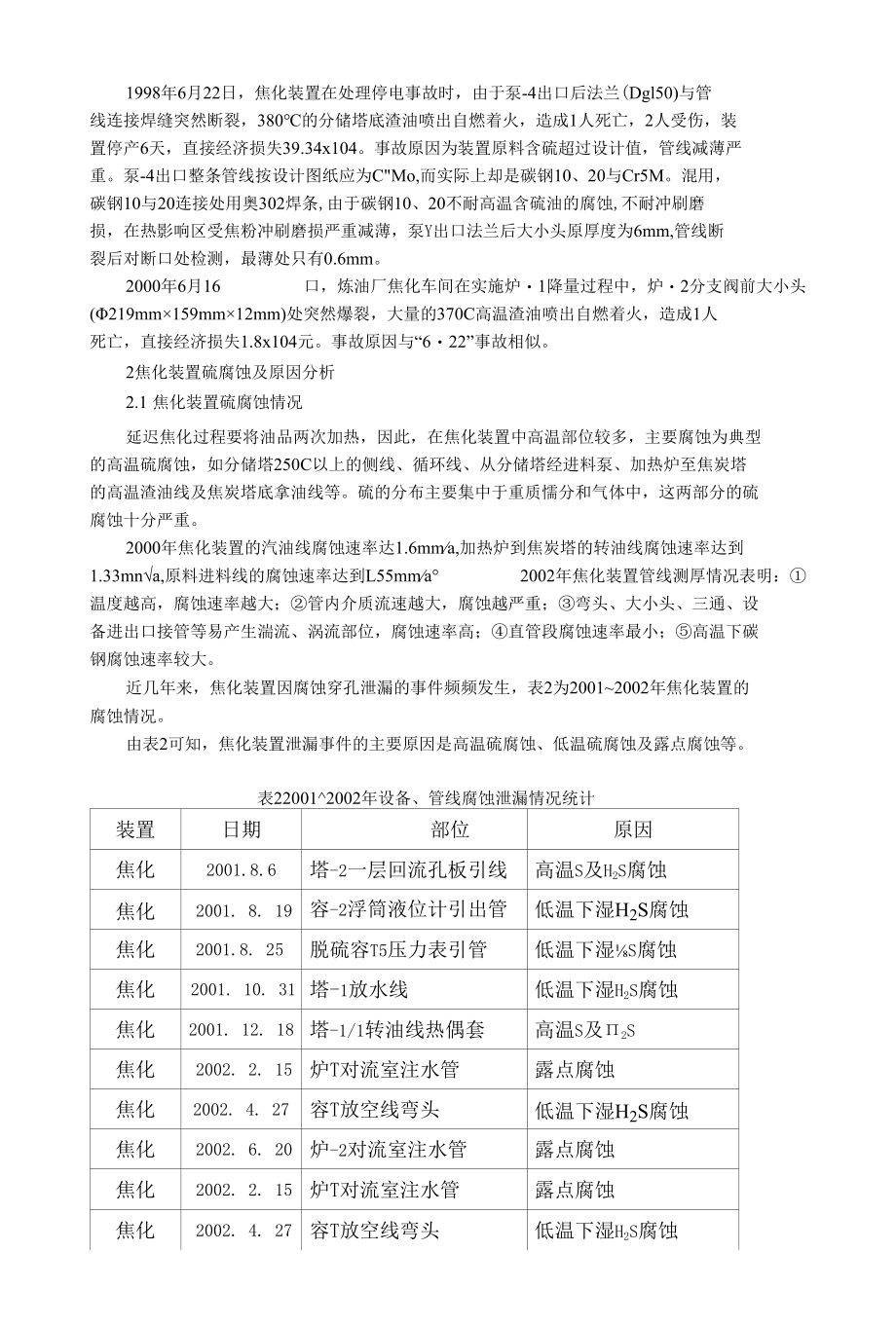 焦化装置硫腐蚀危害及对策.docx_第2页