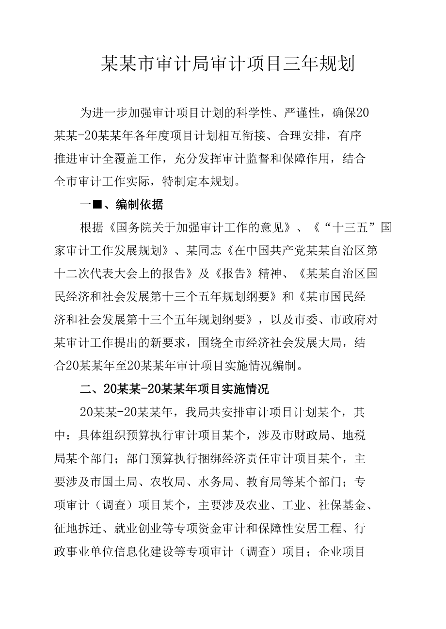 某某市审计局审计项目三年规划.docx_第1页