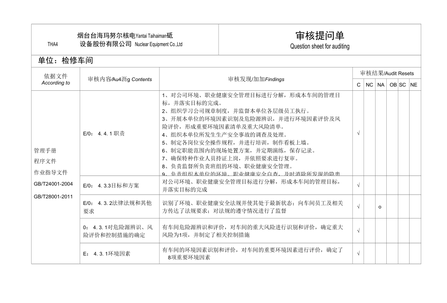 检修车间程序文件 作业指导文件.docx_第1页