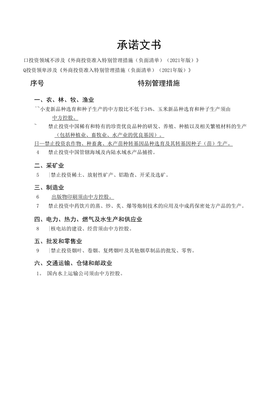 2021外资负面清单.docx_第1页