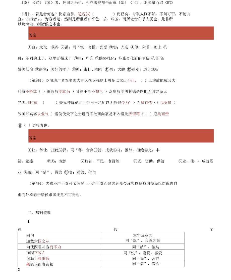 《谏逐客书》文言文知识梳理+文章解读+群文教学设计--统编版必修下册.docx_第2页