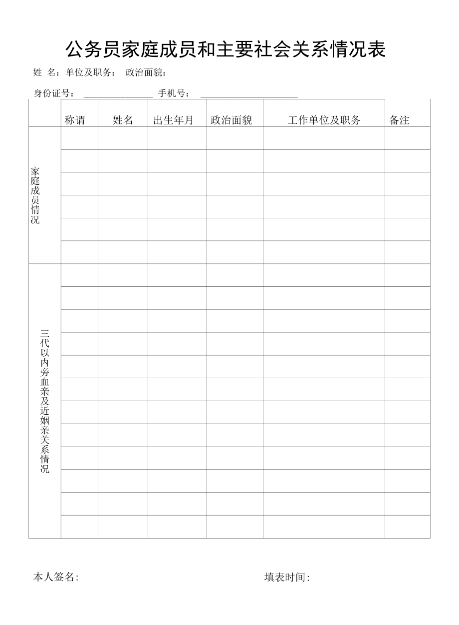 公务员家庭成员情况模板.docx_第1页