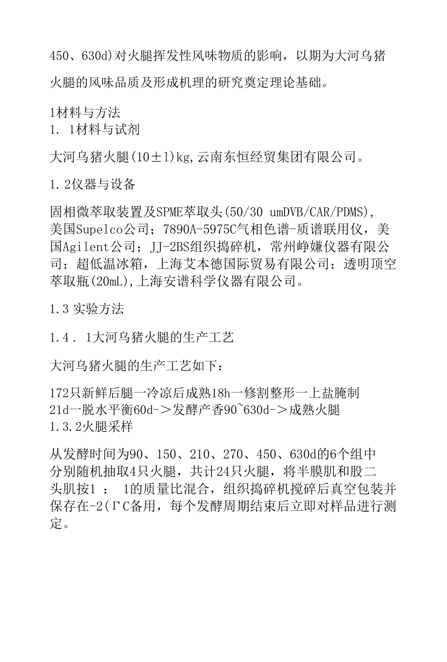 传统工艺下发酵时间对大河乌猪火腿挥发性风味物质的影响.docx_第2页