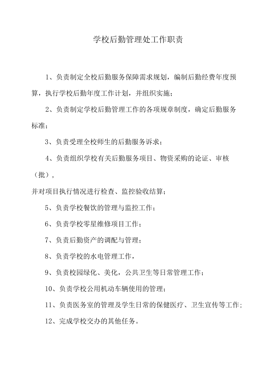 学校后勤管理处工作职责.docx_第1页