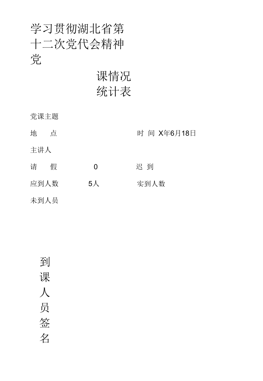 学习贯彻湖北省第十二次党代会精神党课情况统计表.docx_第1页