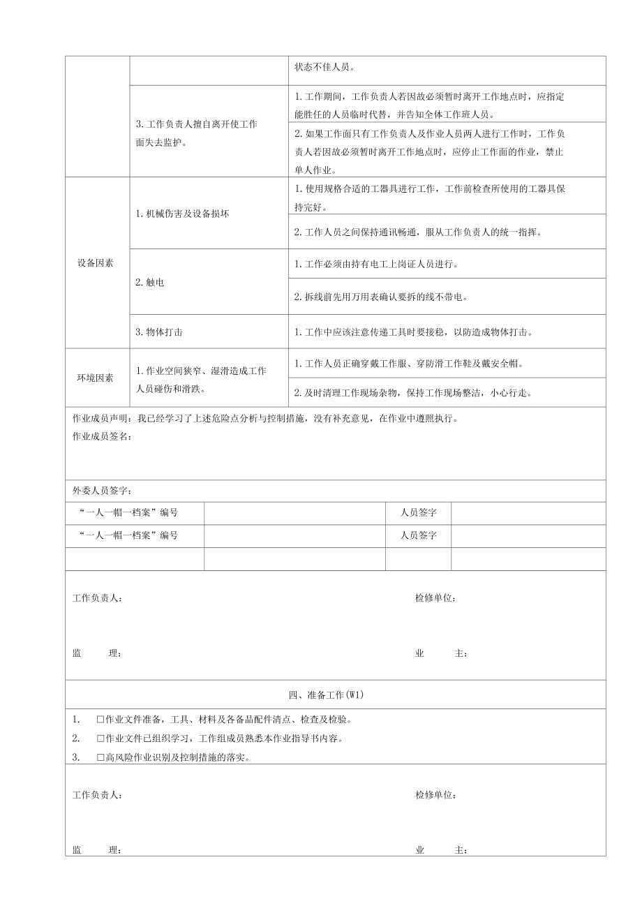 灯泡贯流式发电机组油压装置电气二次部分改造及A级检修作业工序及工艺卡.docx_第3页