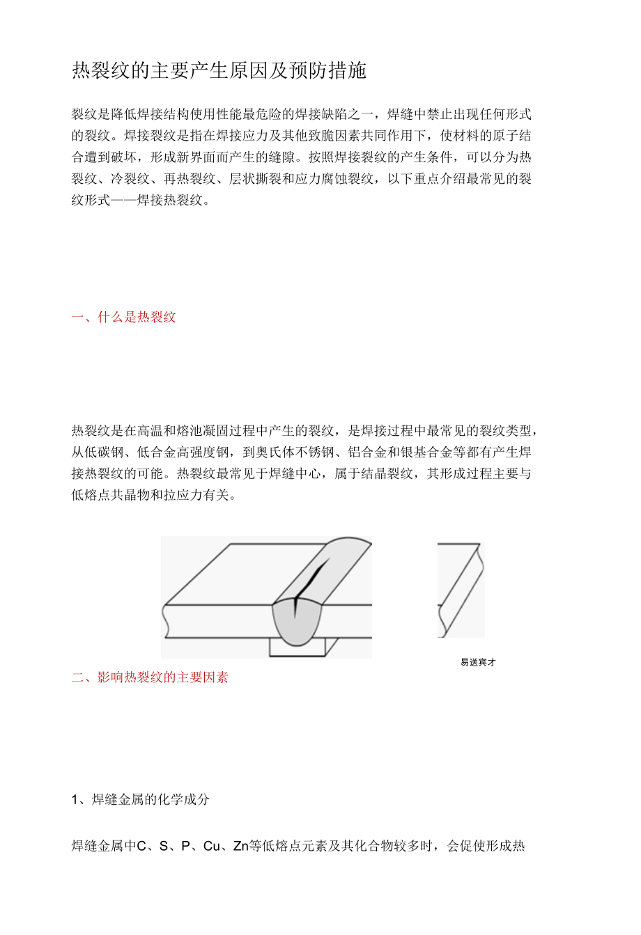 热裂纹的主要产生原因及预防措施.docx_第1页