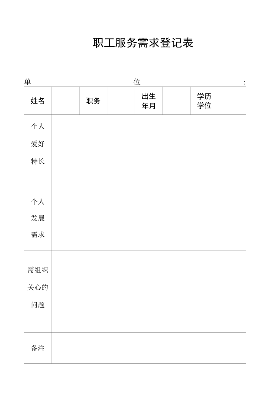 职工服务需求登记表.docx_第1页