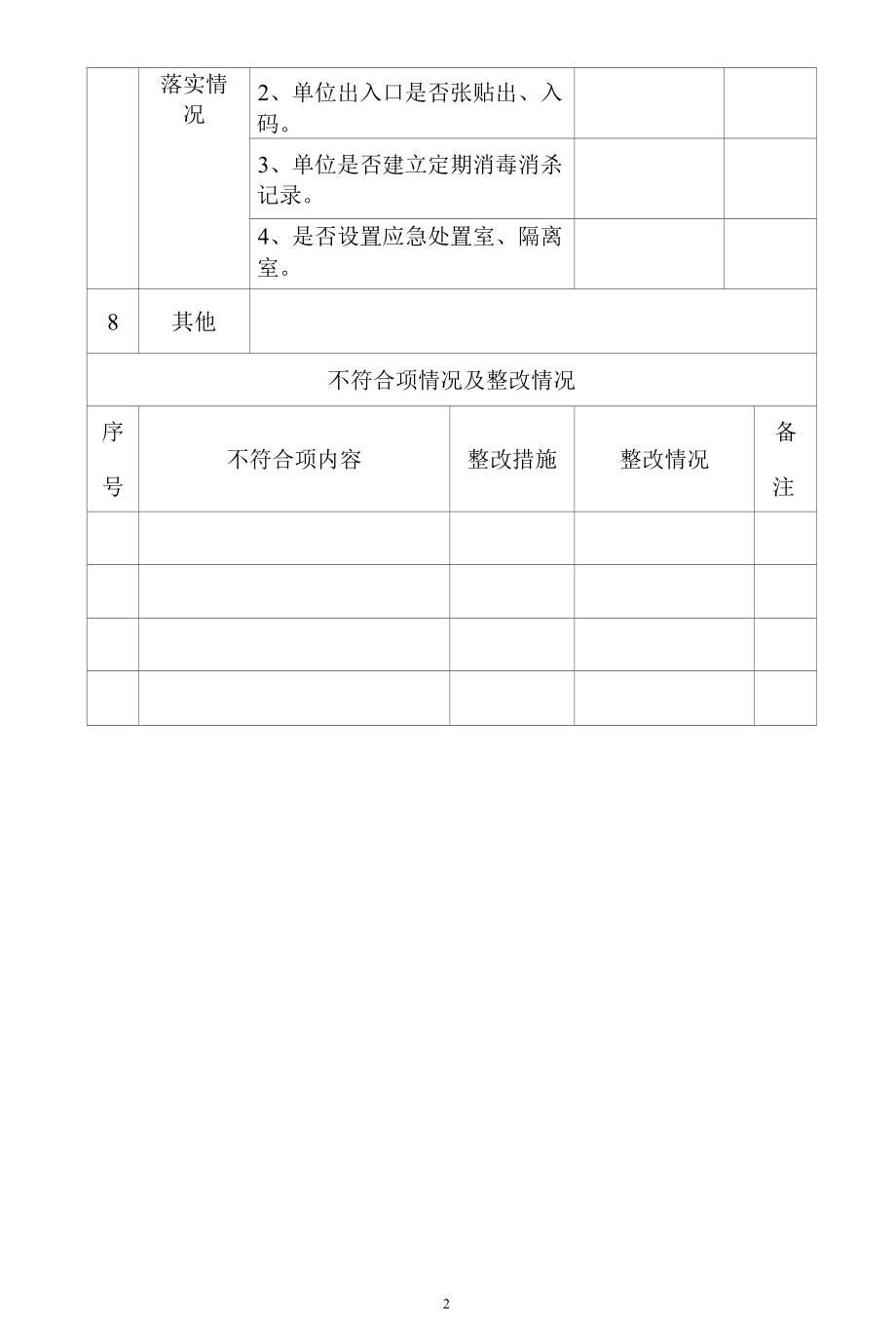 疫情防控隐患排查检查记录.docx_第2页