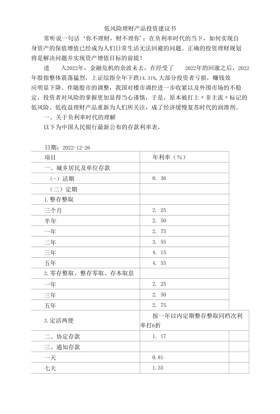 低风险理财产品投资建议书.docx_第1页