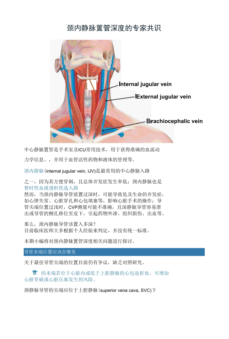 颈内静脉置管深度的专家共识.docx_第1页