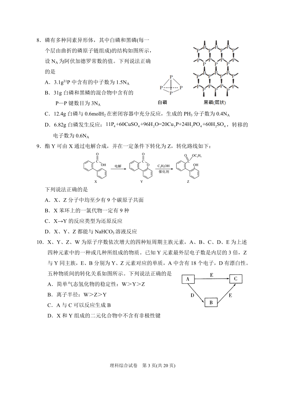 2023年银川一中一模-2023届一模理综试卷.doc_第3页